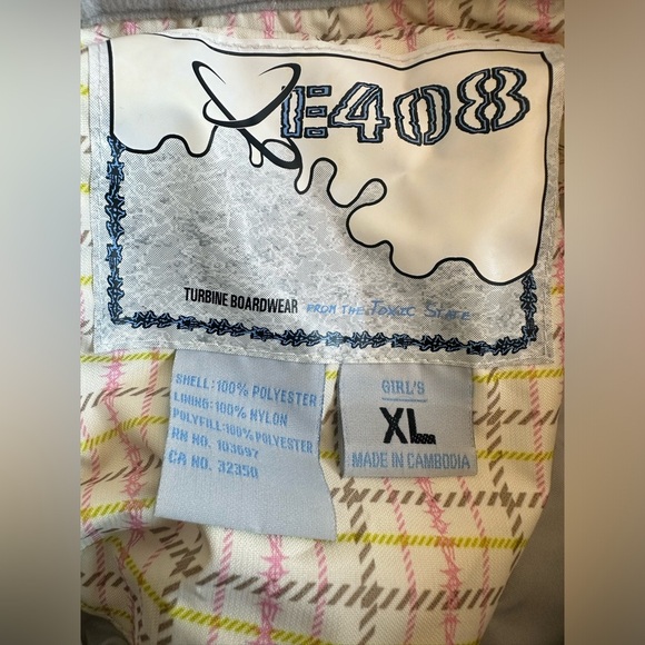 E480 SNOWBOARD SKI PANTS TURBINE Boardwear Butterfly Pink Plaid Girl's XL - Picture 10 of 12